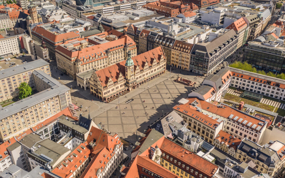Historical market square in Leipzig