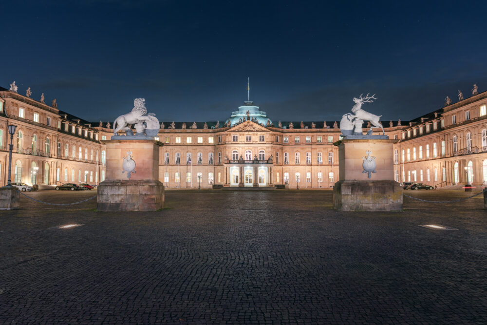 Stuttgart New Palace (Neues Schloss) at night - Stuttgart, Germa