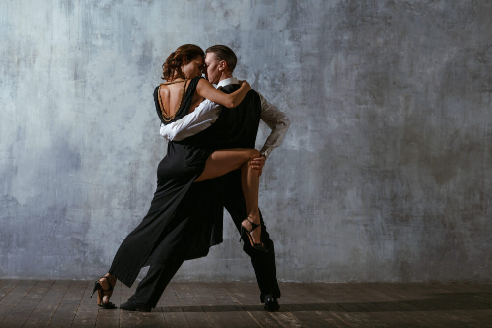 Tango pair dancers. Dance in ballroom